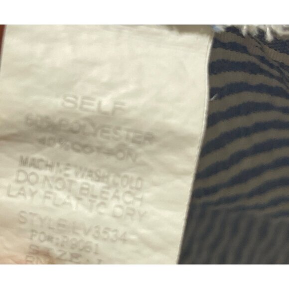 L Love Top Seersucker Blue White Size L Large Ruffle Cap Sleeve - Picture 7 of 7